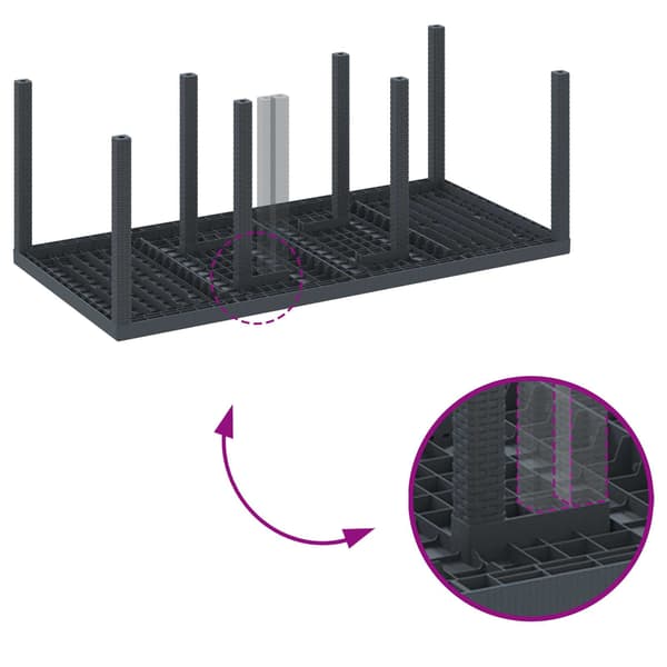 vidaXL Trädgårdsmöbelset 9 pcs Antracit Polypropylen