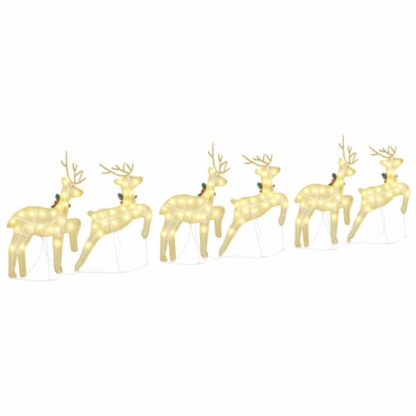 vidaXL LED Reinsdyr 6 pcs Gull stoff