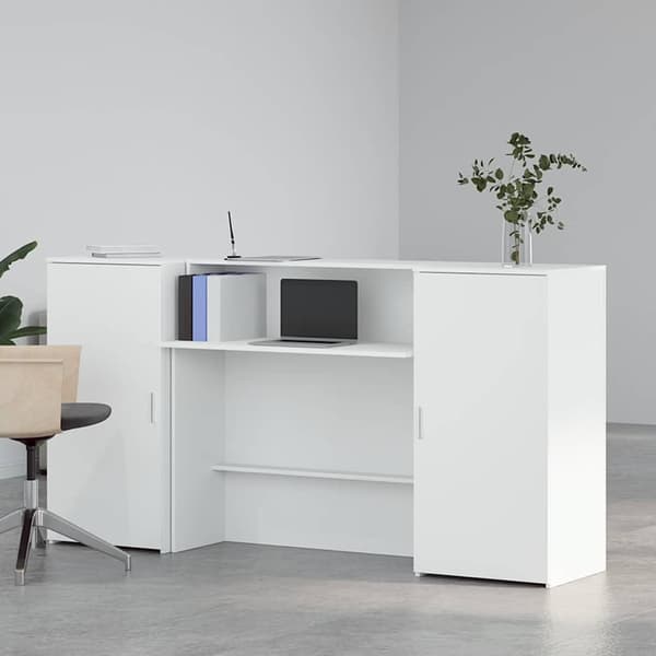 vidaXL Resepsjonspult hvit 200x50x103,5 cm konstruert tre