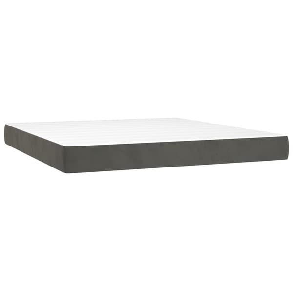 vidaXL Ramsäng med madrass & LED mörkgrå 180x200 cm sammet