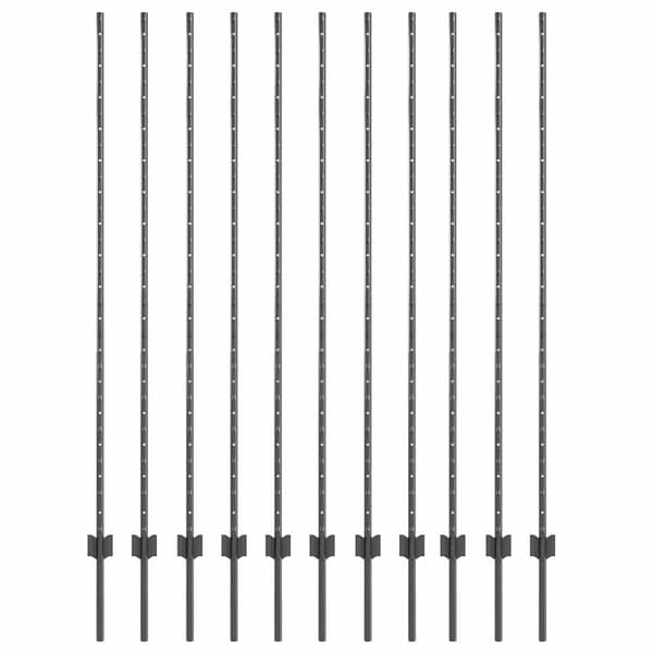 vidaXL Stängselstolpe 11 pcs Grå 150 cm Stål