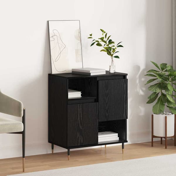 vidaXL Serviesskap Svart Eik 60 x 35 x 70 cm