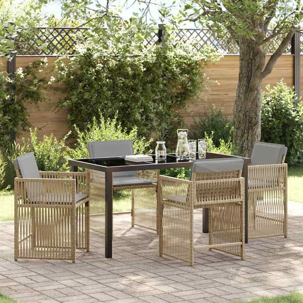 vidaXL Hage Spisegruppe 5 pcs Beige polyrotting