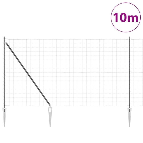 vidaXL Gjerde med stolpe Grå 1,5 x 10 m Stål