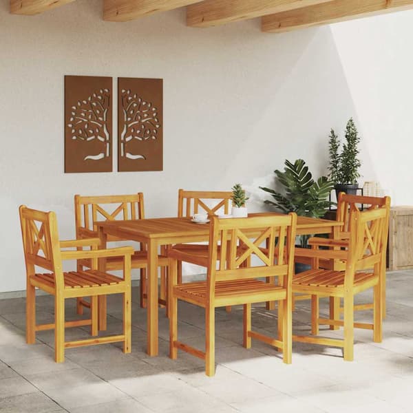 vidaXL Hage Spisegruppe 7 pcs Brun Solid akasietre