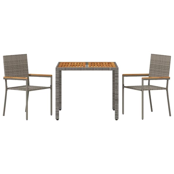vidaXL Trädgårdsmöbelset 3 pcs Grå konstrotting