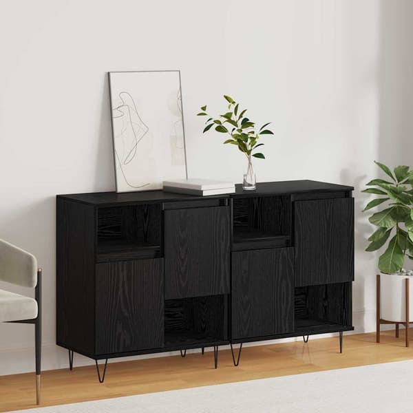 vidaXL Serviesskap 2 pcs Svart Eik 60 x 35 x 70 cm