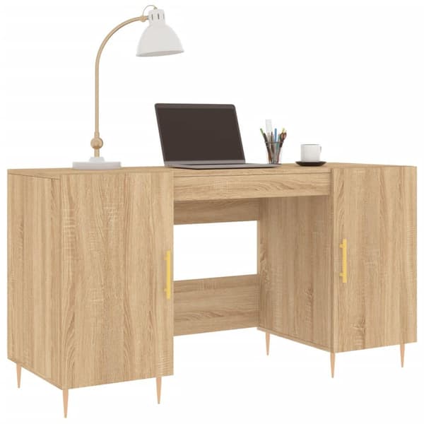 vidaXL Skrivebord sonoma eik 140x50x75 cm konstruert tre