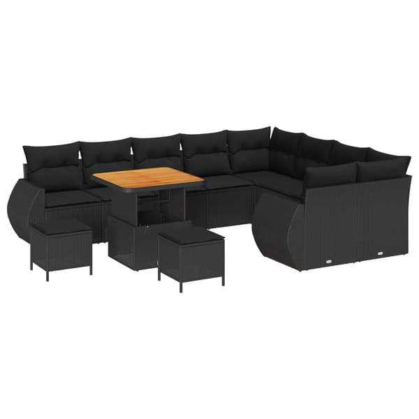 vidaXL Trädgårdsoffset 12 pcs Svart konstrotting