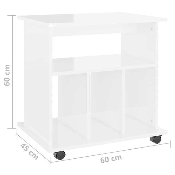 vidaXL Rulleskap høyglans hvit 60x45x60 cm sponplate