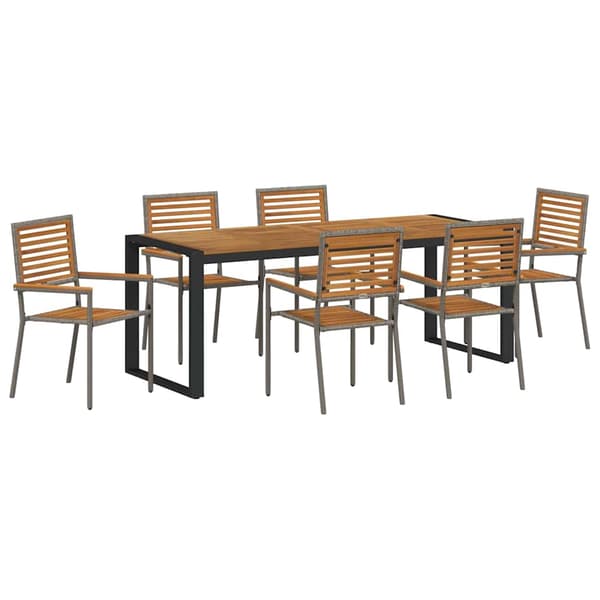 vidaXL Trädgårdsmöbelset 7 pcs Grå och Brun konstrotting