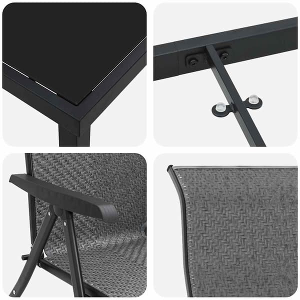 vidaXL Trädgårdsmöbelset 9 pcs Grå Pulverlackerat stål