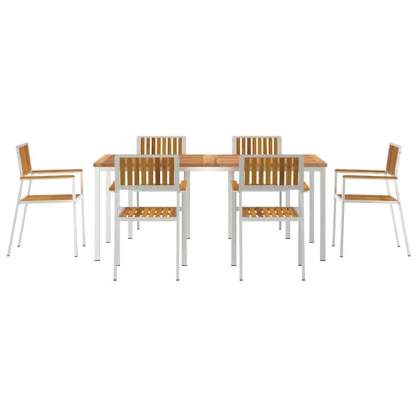 vidaXL Utendørs spisestue sett 7 pcs Brun Solid akasietre