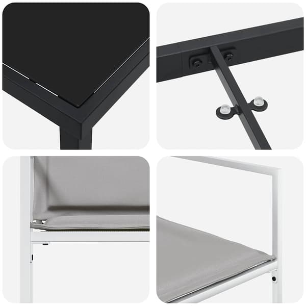 vidaXL Trädgårdsmöbelset 5 pcs Vit Pulverlackerat stål
