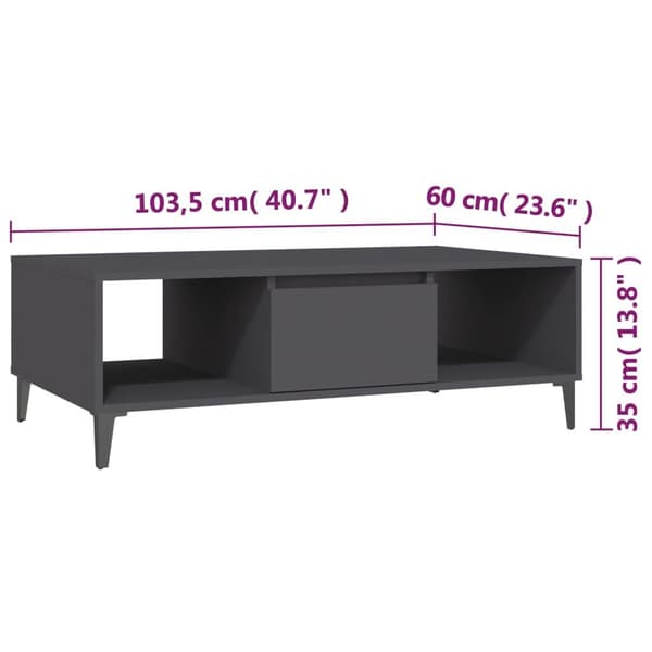 vidaXL Soffbord grå 103,5x60x35 cm konstruerat trä