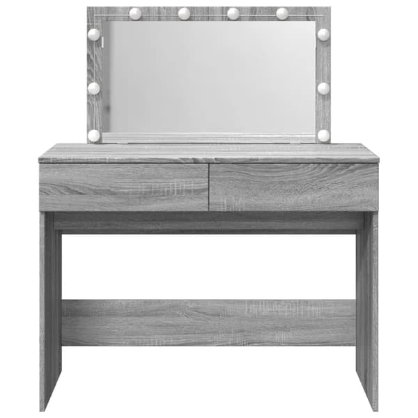 vidaXL Sminkebord med LED grå sonoma 100x40x120 cm