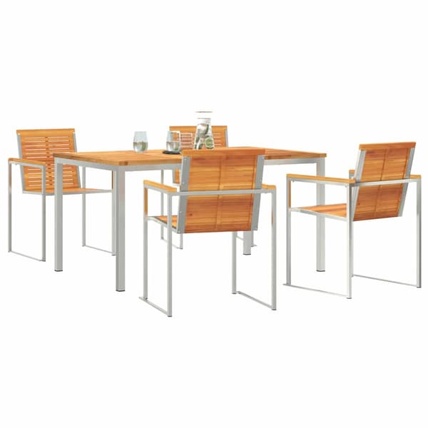 vidaXL Hage Spisegruppe 5 pcs Brun Solid akasietre