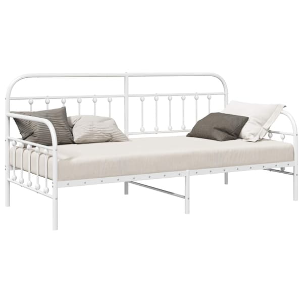 vidaXL Dagbäddram Vit 90 x 200 cm Pulverlackerat stål