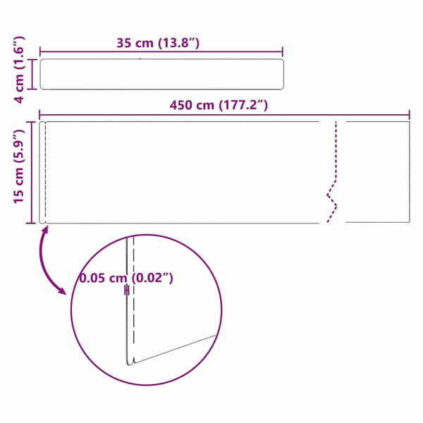 vidaXL Kant för gräsmatta Rostig 450 x 0.05 x 15 cm