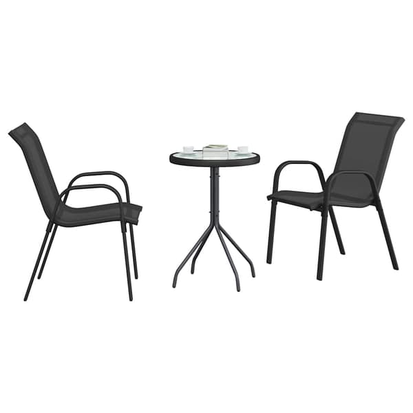 vidaXL Trädgårds Bistro Set 3 pcs Svart Stål