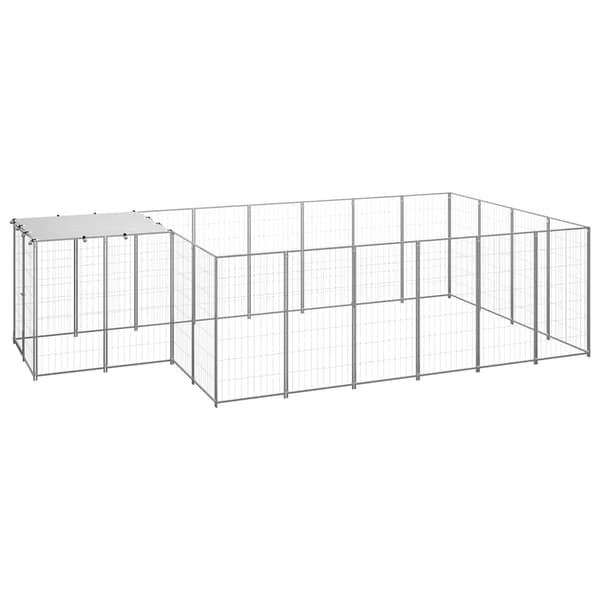 vidaXL Hundgård silver 8,47 m² stål