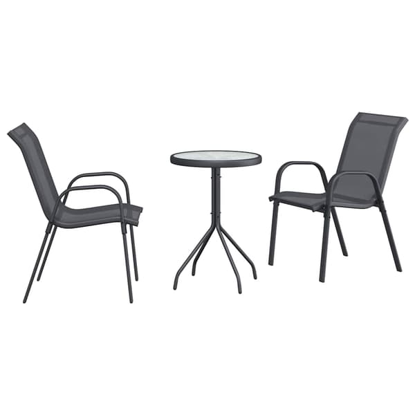 vidaXL Hage Bistro Sett 3 pcs Grå Stål