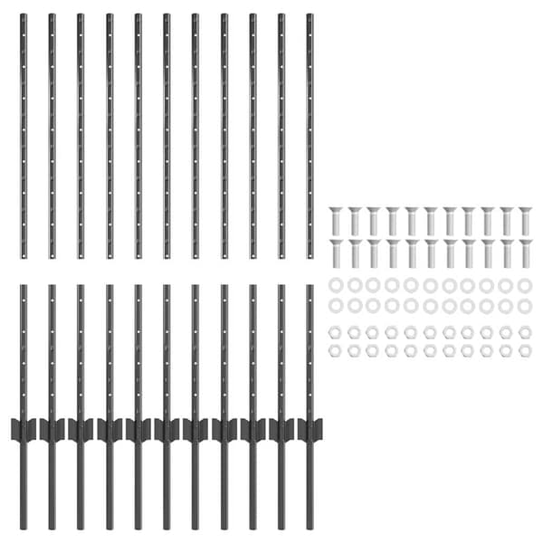vidaXL Gjerdepåle 11 pcs Grå 100 cm Stål