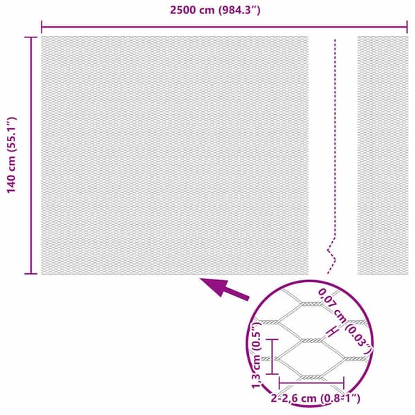 vidaXL Sekskantet gjerde Grå 1,4 x 25 m PVC
