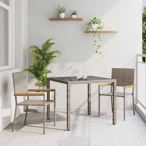 vidaXL Trädgårdsmöbelset 3 pcs Grå konstrotting