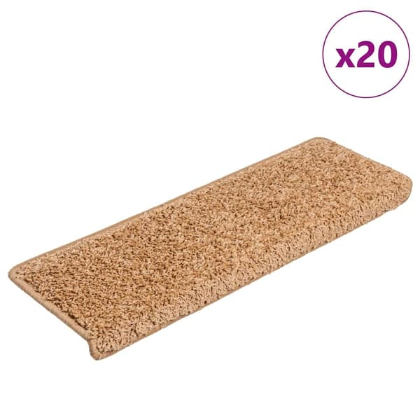 vidaXL Trappematter 20 stk 65x21x4 cm beige rektangulær kant