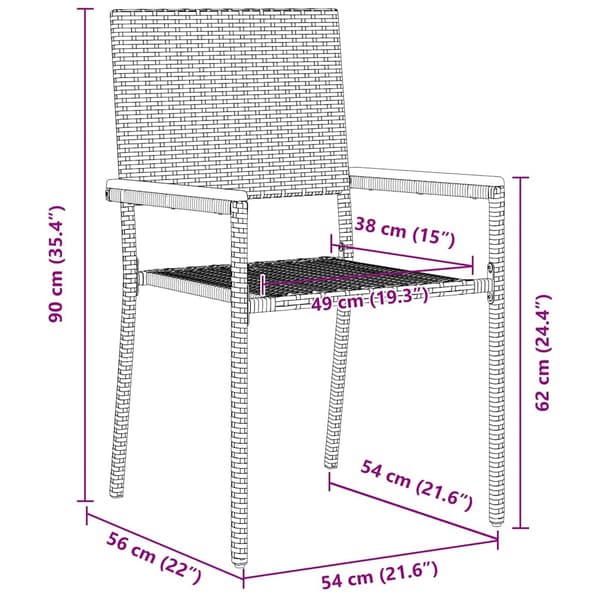 vidaXL Hage stabelstoler 4 pcs Grå og Brun PE rattan, solid akasietre