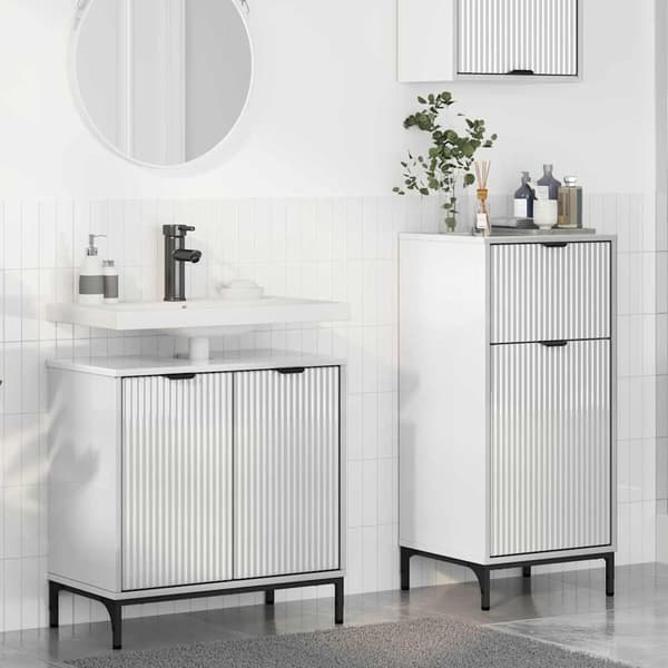 vidaXL Badrumsmöbelset 2 st Högglans vit 39,5 x 36 x 88 cm