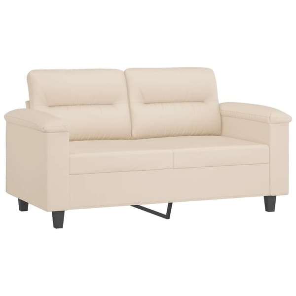 vidaXL Soffgrupp med kuddar 2 delar beige mikrofibertyg