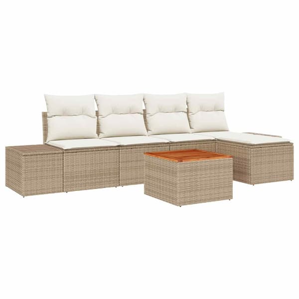 vidaXL Trädgårdsoffset 6 pcs Beige och gräddfärgad konstrotting