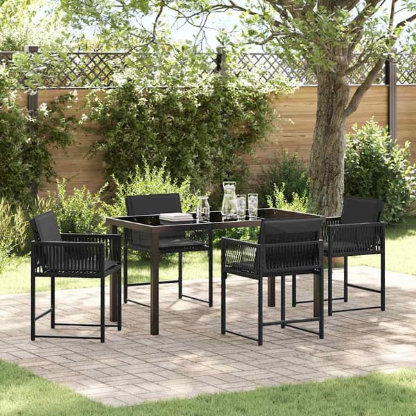 vidaXL Hage Spisegruppe 5 pcs Svart polyrotting