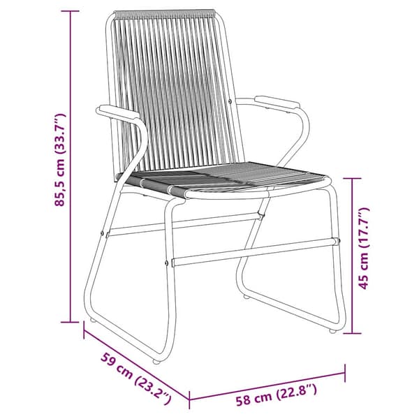 vidaXL Trädgårdsmöbelset 7 pcs Svart Pulverlackerat stål