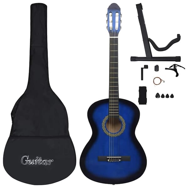 vidaXL Klassisk gitarr 12 delar blå 4/4 39