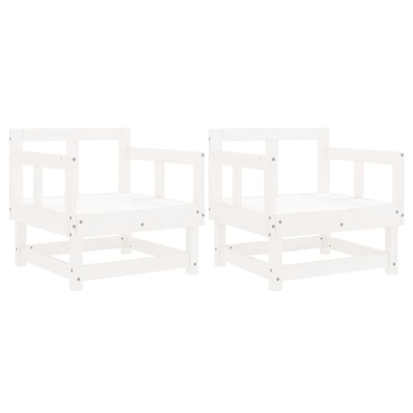 vidaXL Hagestoler 2 stk hvit heltre furu