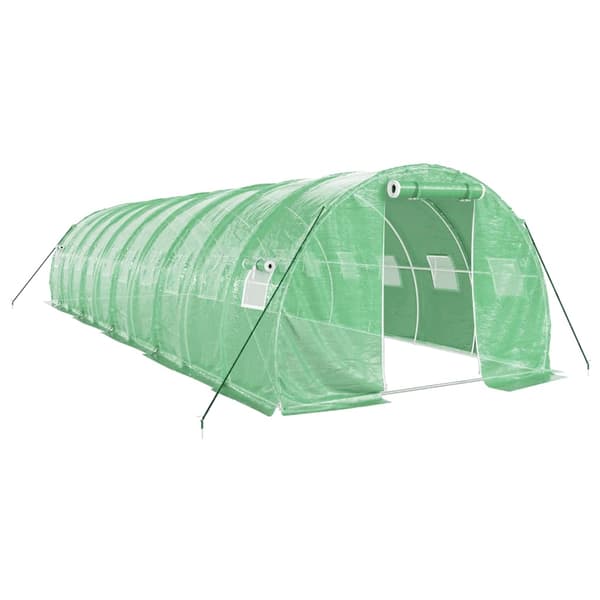 vidaXL Växthus med stålram grön 30 m² 10x3x2 m