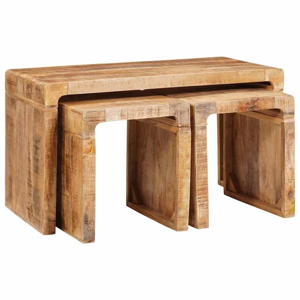 vidaXL Nestingbord 3 pcs Brun Massivt mangoträ
