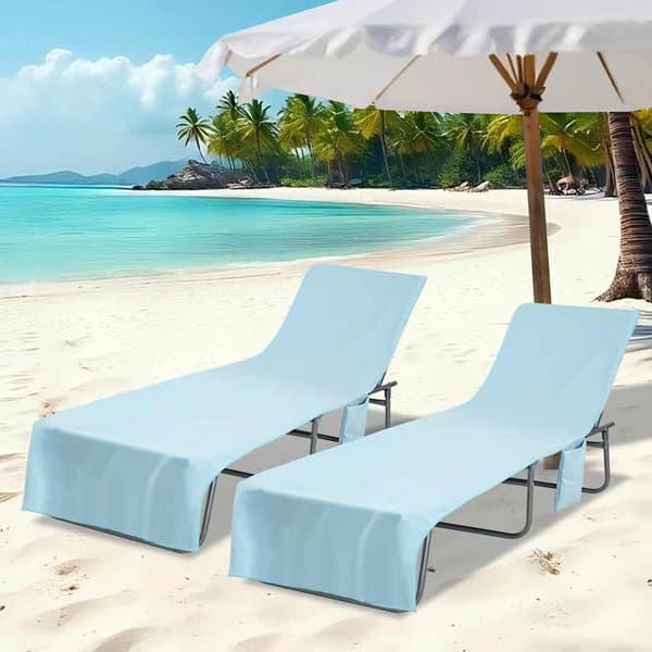 vidaXL Solsenghåndkler 2 pcs Blå 210 x 75 cm Polyester og polyamid