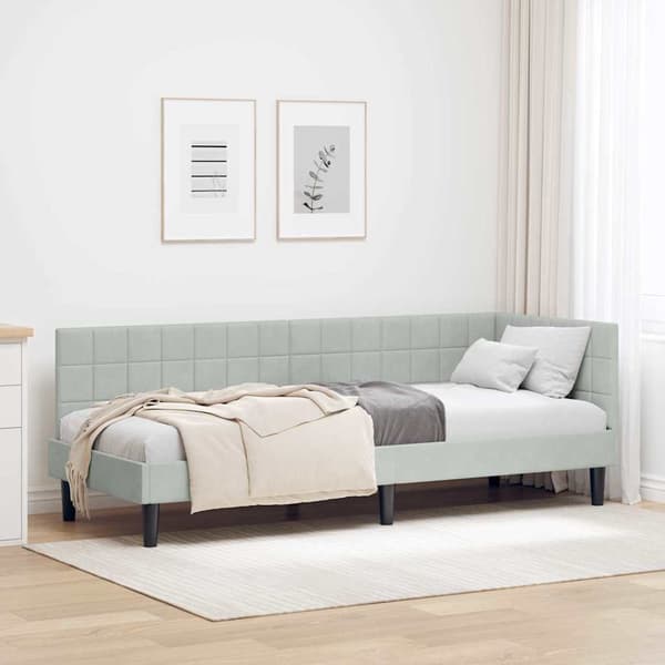 vidaXL Hörnssängram Ljusgrå 80 x 200 cm Sammet