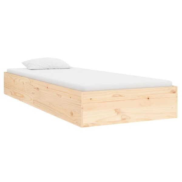 vidaXL Sängram massivt trä 75x190 cm