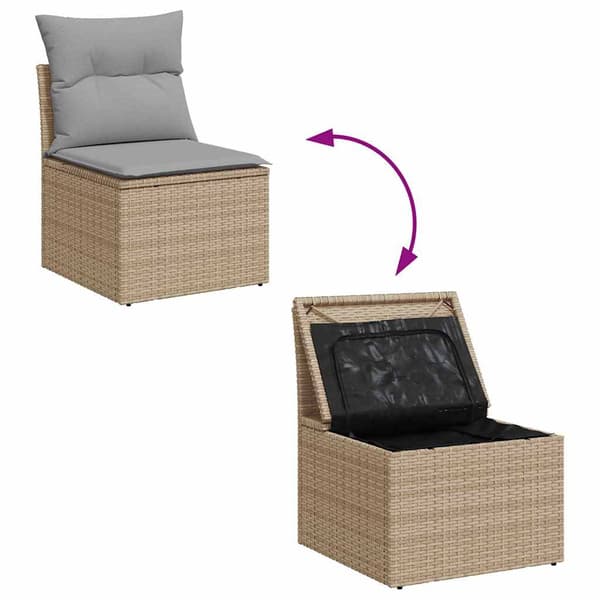 vidaXL Trädgårdsoffset 6 pcs Beige och Ljusgrå konstrotting