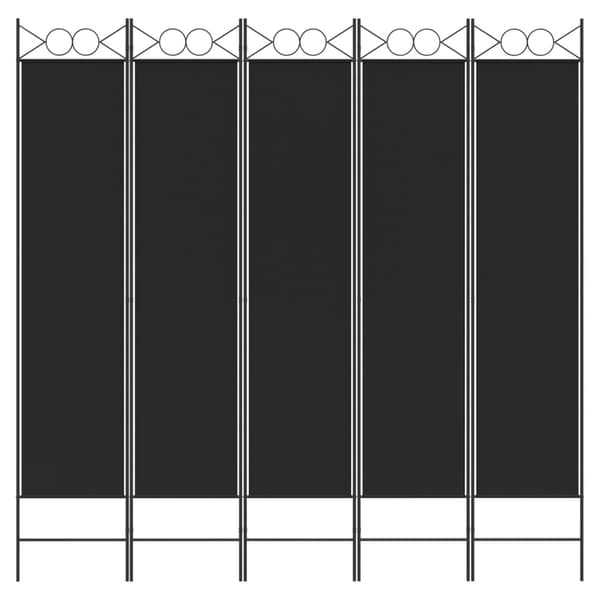 vidaXL Romdeler 5 paneler svart 200x200 cm stoff