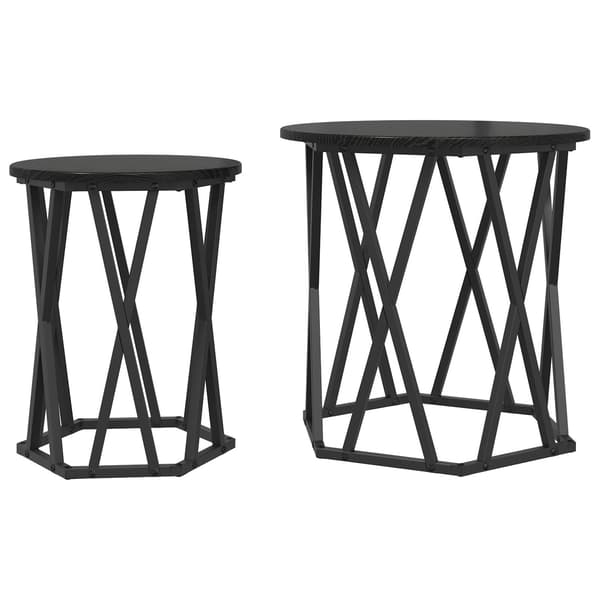 vidaXL Kaffebord 2 pcs Svart Eik Konstruksjonsvirke og stål