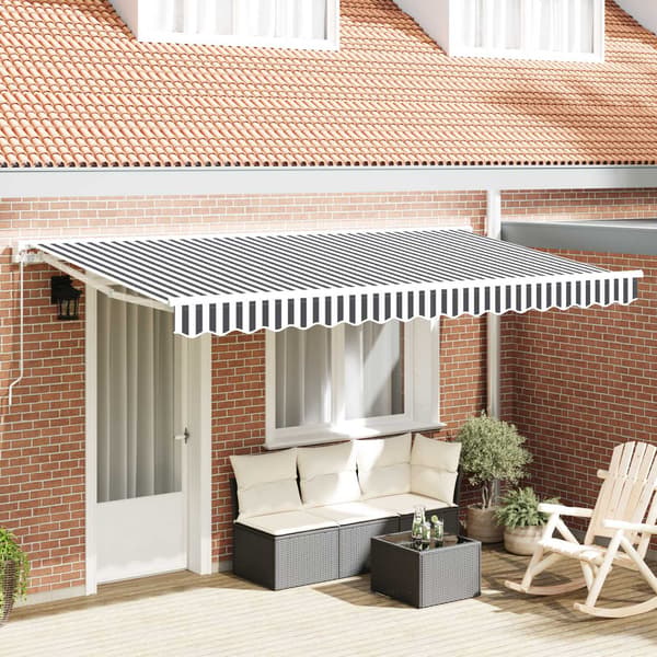 vidaXL Reserveduk til markise Antrasitt og Hvit 4 x 2 m Polyester