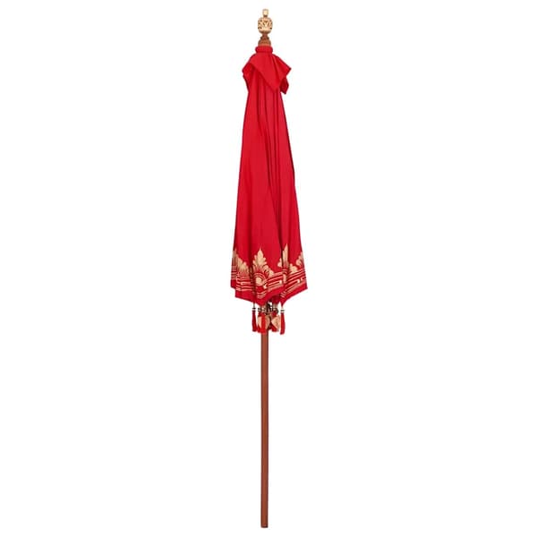 vidaXL Balinesisk Parasol Rød (210-220) x 260 cm Bomull og solid tre