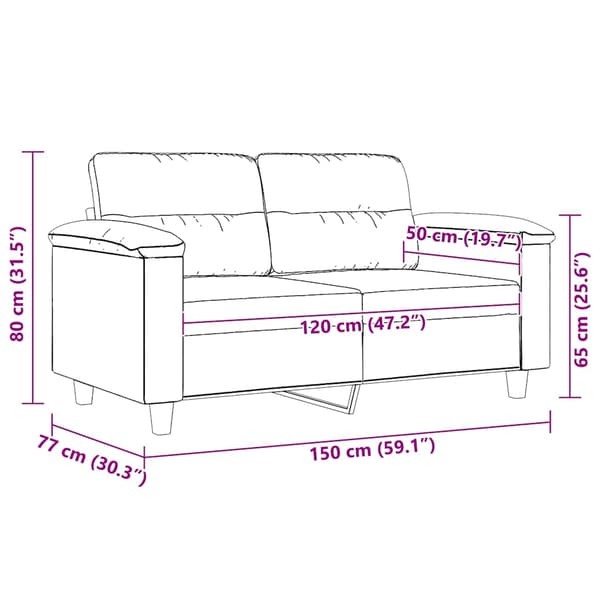 vidaXL 2-sitssoffa Beige 120 cm mikrofibertyg