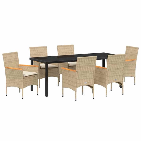 vidaXL 5-delad Trädgårdsmöbel Set med Kuddar Beige Poly Rattan